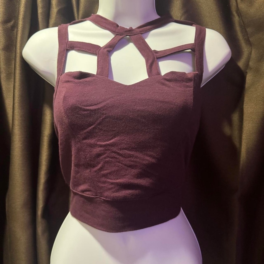 Cropped cut out high neck top